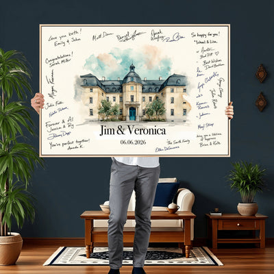 13409147-MGV-CV-36X24 - Wedding Guest Book Alternative Wall Art Canvas Print, Personalized Couple Photo Guestbook Wedding Signature Poster, Custom Couple Photo Guestbook Canvas