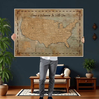 87620242-MGV-CV-36X24 - Personalized USA Push Pin Travel Map Wall Art Canvas Print | Custom United States Map | Push Pin Map - USA Bucket List Map