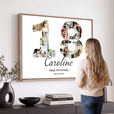 CSTM914DD-MGV-CV-36X24 - Number Photo Mosaic Canvas Print – Personalized Birthday Number Made of Your Photos