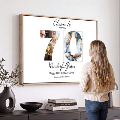CSTM914DEDE-MGV-CV-36X24 - Number with Photo Canvas Print – Personalized Birthday Number Wall Art