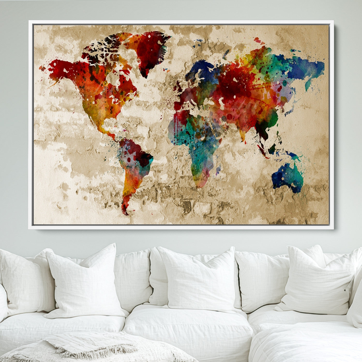 Push Pin World Map Canvas Print – Framed Wall Art for Couples to Track Their Travels – Anniversary Gift or Home Adventure Decor