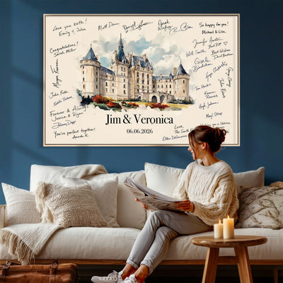 55883547-MGV-CV-36X24 - Wedding Guest Book Alternative Wall Art Canvas Print, Personalized Couple Photo Guestbook Wedding Signature Poster, Custom Couple Photo Guestbook Canvas