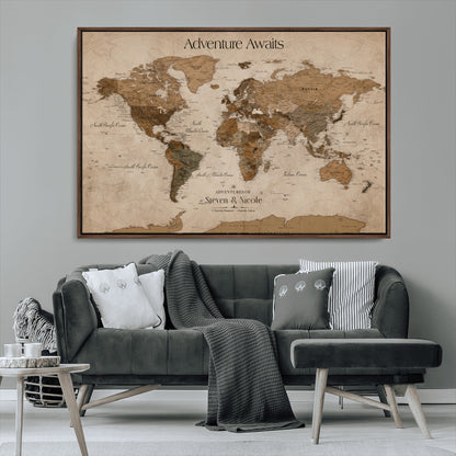 26070282-MGV-CV-36X24-Personalized World Map Wall Art Canvas Print - Customizable Wall Art Map Print