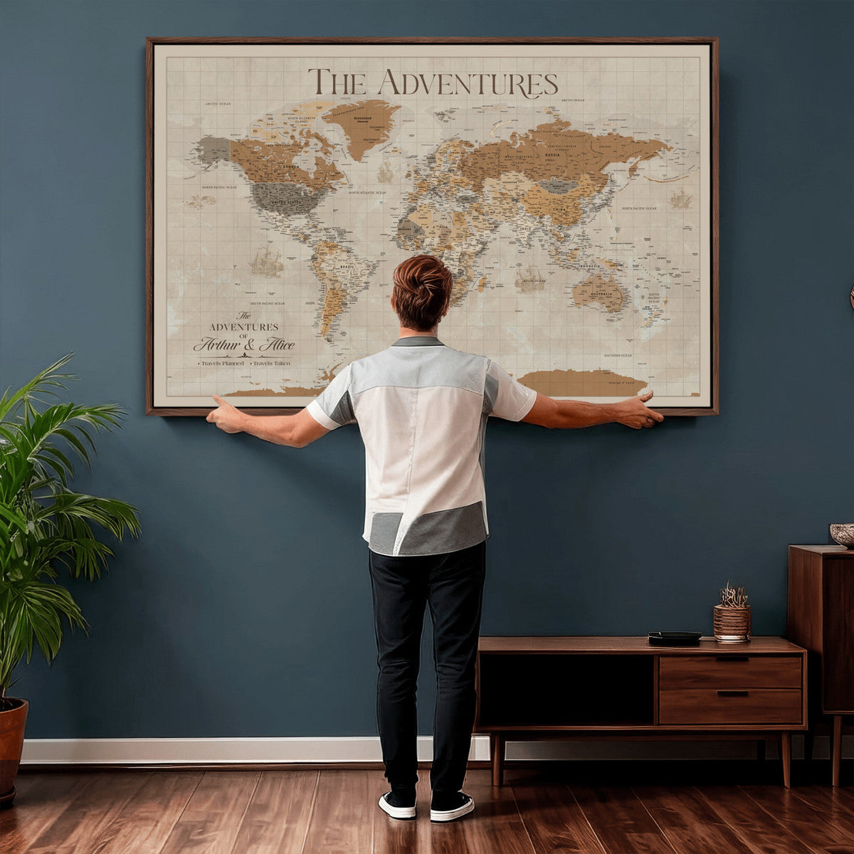 57738274-MGV-CV-36X24 - Custom Push Pin World Map Wall Art Canvas Print | Personalized Travel Tracker - NEWMAP-10