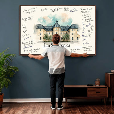 13409147-MGV-CV-36X24 - Wedding Guest Book Alternative Wall Art Canvas Print, Personalized Couple Photo Guestbook Wedding Signature Poster, Custom Couple Photo Guestbook Canvas