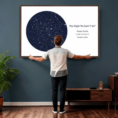 CSTM914STR-MGV-CV-36X24 - Custom Star Map Canvas Print – Personalized Night Sky Wall Art by Date and Location