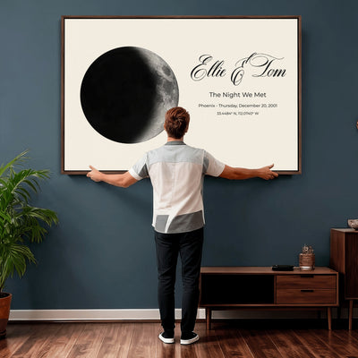CSTM914MOON-MGV-CV-36X24 - Moon Phase Canvas Print – Personalized Moon from the Night You Met Wall Art