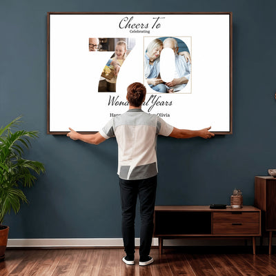 CSTM914DEDE-MGV-CV-36X24 - Number with Photo Canvas Print – Personalized Birthday Number Wall Art