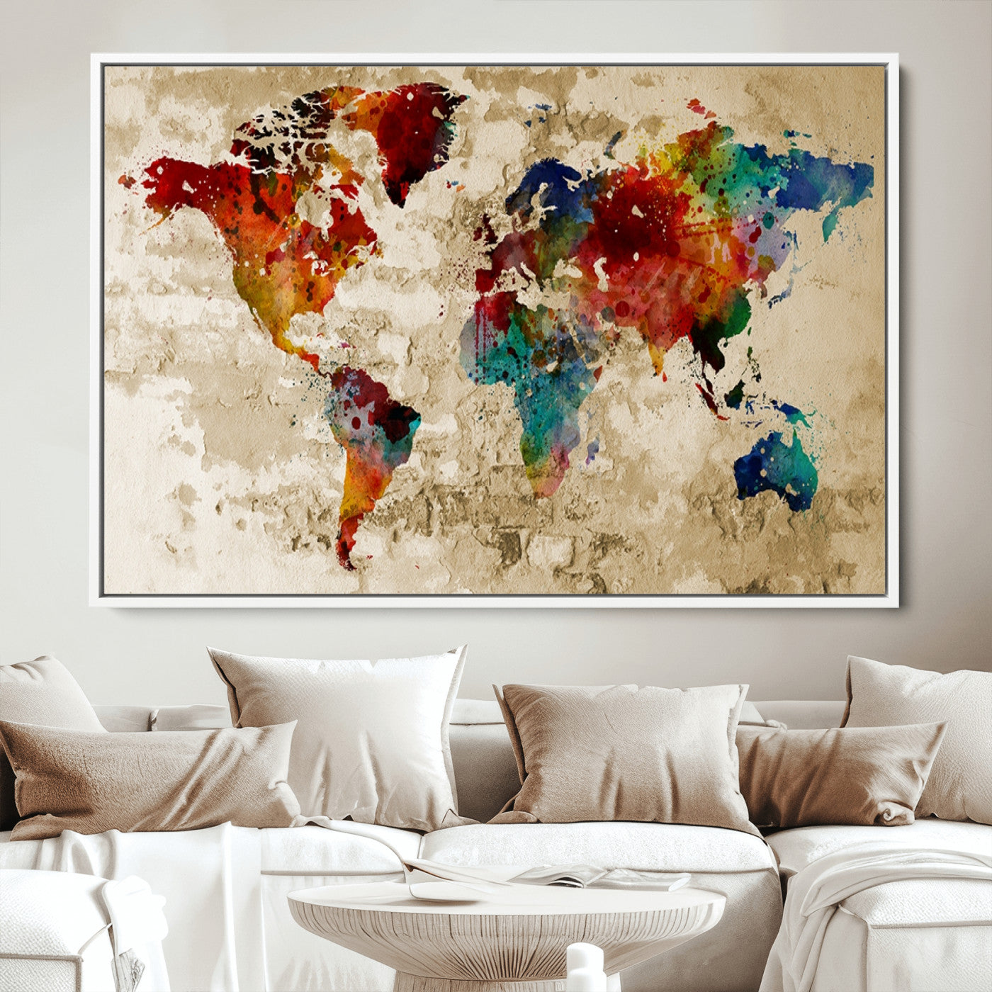 Push Pin World Map Canvas Print – Framed Wall Art for Couples to Track Their Travels – Anniversary Gift or Home Adventure Decor
