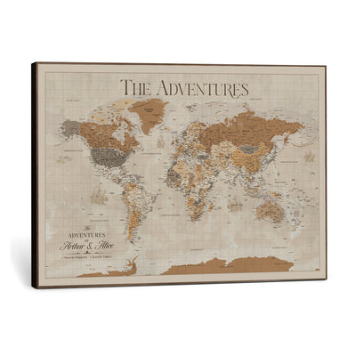 57738274-MGV-CV-36X24 - Custom Push Pin World Map Wall Art Canvas Print | Personalized Travel Tracker - NEWMAP-10