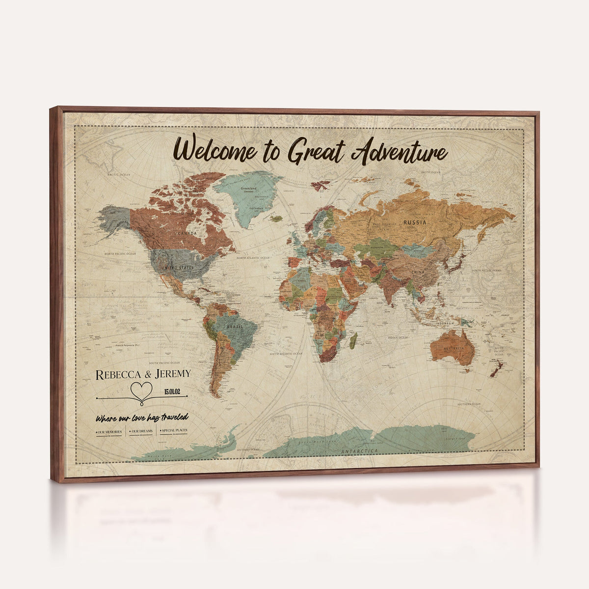 Large Personalized Beige Minimalist Push Pin World Map Wall Art, Next Trip Planner Map, Bedroom and Home Office Decor