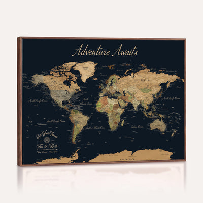 45739634-MGV-CV-36X24 - Custom Push Pin World Map Wall Art Canvas Print | Personalized Travel Tracker with Pins Framed Large for Home and Office Decor