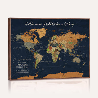 84352304-MGV-CV-36X24 - Custom Push Pin Travel Map Canvas Print, Honeymoon and Anniversary Gift, Living Room and Dining Room Decor