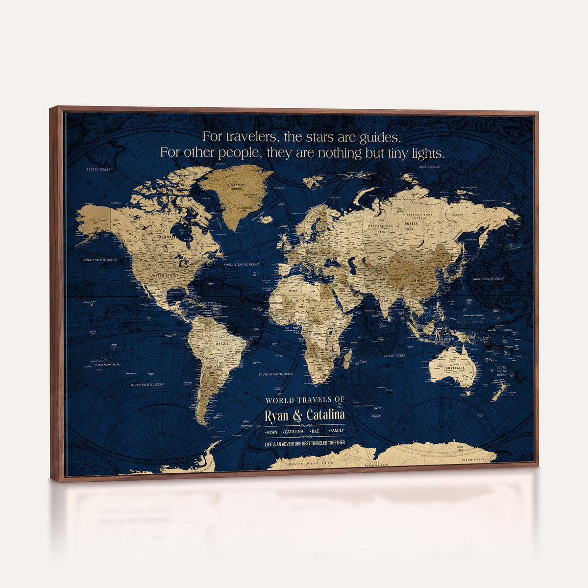 Personalized Framed Black Push Pin Travel Map Canvas Print, Next Trip Planner Map, Dining Room and Bedroom Decor
