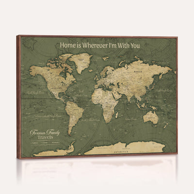 31715895-MGV-CV-36X24 - Custom Push Pin World Map Wall Art Canvas Print | Personalized Travel Tracker with Pins Framed Large for Home and Office Decor