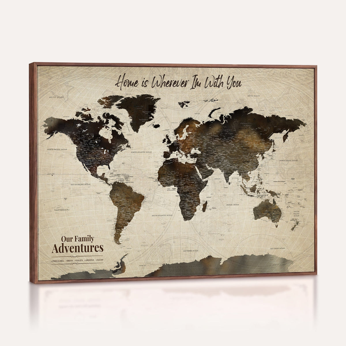 26357755-MGV-CV-36X24 - Custom Push Pin World Map Wall Art Canvas Print | Personalized Travel Tracker with Pins Framed Large for Home and Office Decor