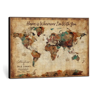 48389322-MGV-CV-36X24 - Custom Push Pin World Map Canvas Print | Personalized Travel Map Wall Art