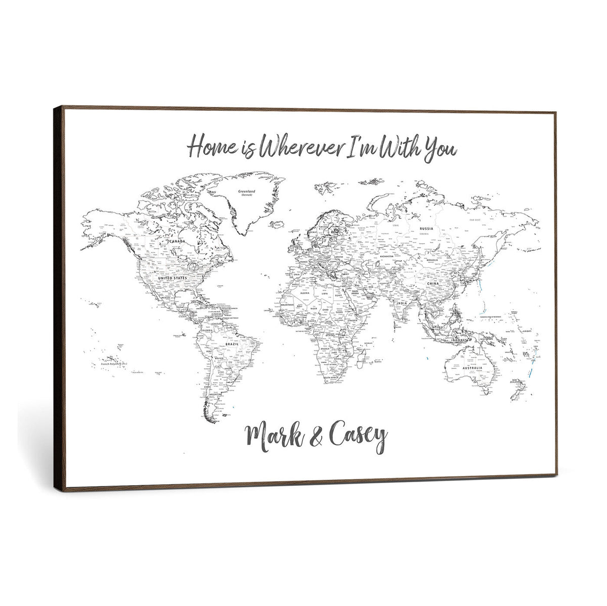 84721465-MGV-CV-36X24 - Custom Push Pin World Map Canvas Print | Personalized Travel Map Wall Art