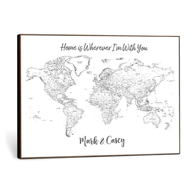 84721465-MGV-CV-36X24 - Custom Push Pin World Map Canvas Print | Personalized Travel Map Wall Art