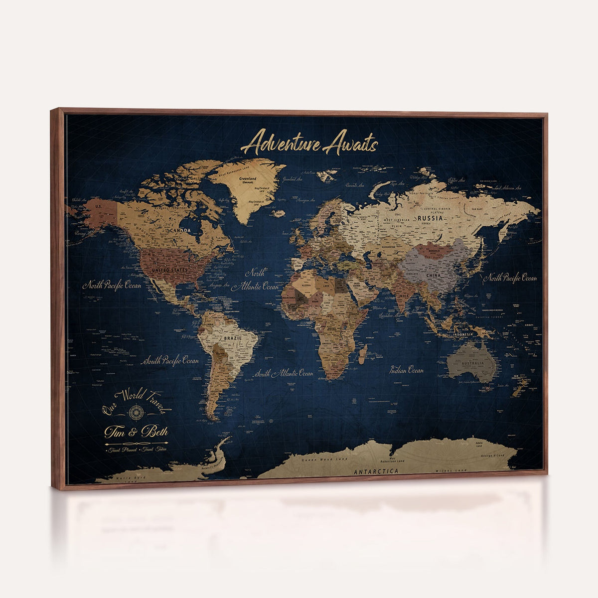 74477969-MGV-CV-36X24 - Custom Push Pin World Map Canvas | Personalized Travel Tracker | Wedding Anniversary Gift for Couples | Adventure Map Wall Art with Pins