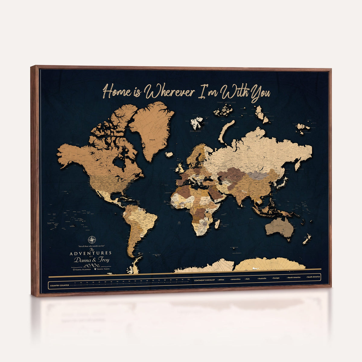 13903533-MGV-CV-36X24 - Extra Large Framed Personalize Push Pin World Map Wall Art Canvas Print for Travel Tracking - NEWMAP-152