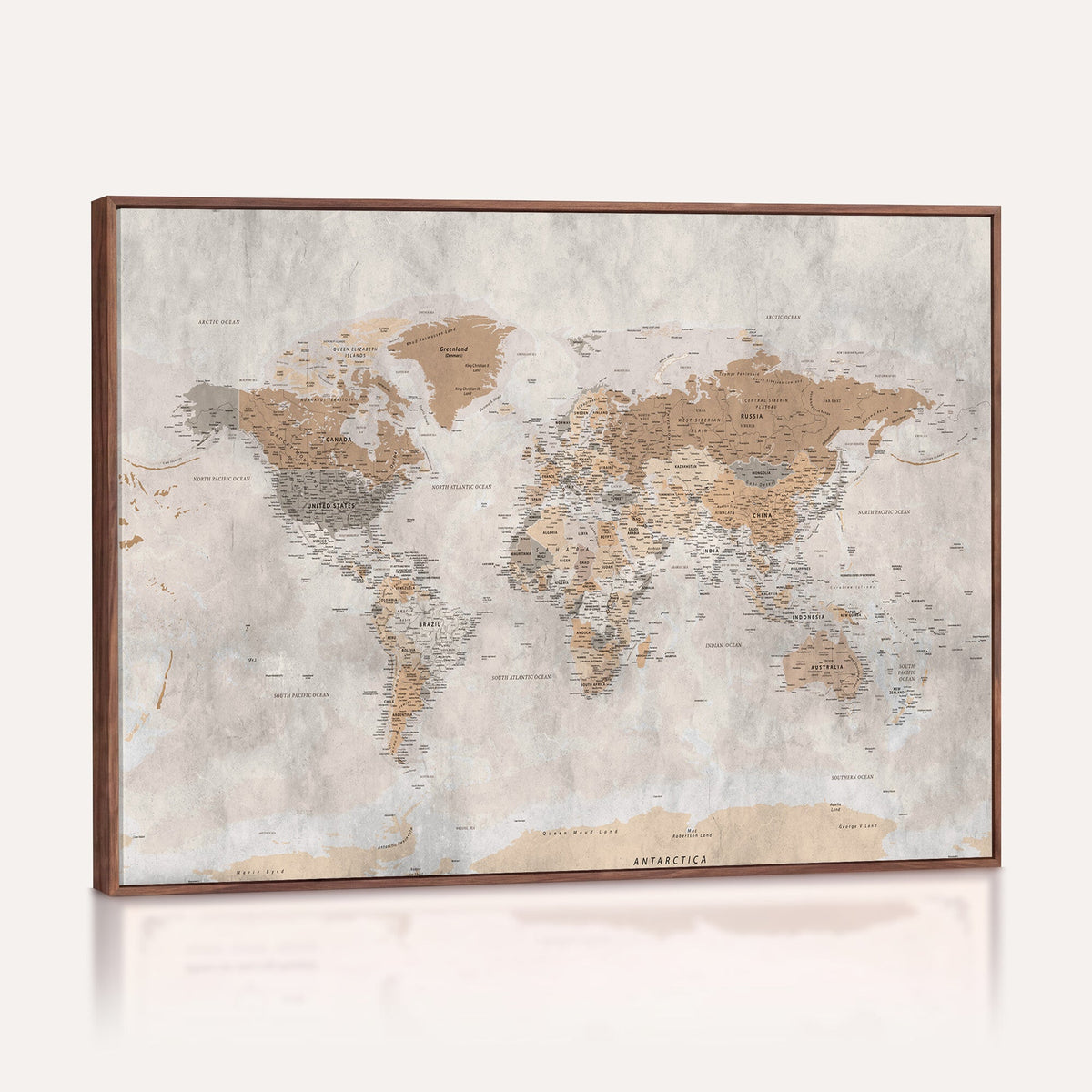 18074626DD-MGV-CV-36X24 - Extra Large Framed Personalize Push Pin World Map Wall Art Canvas Print for Travel Tracking NEWMAP - 009