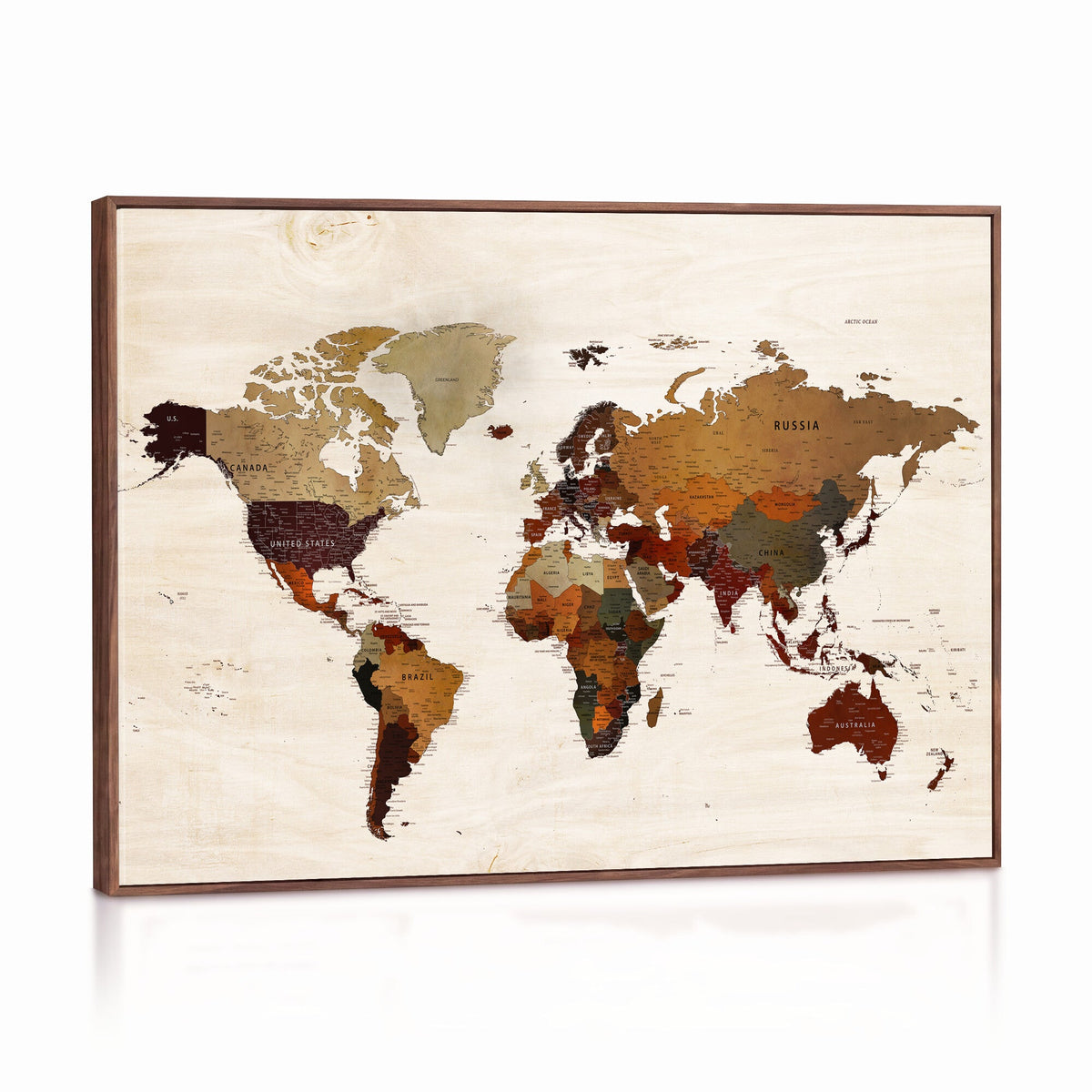 35728547D-MGV-CV-36X24 - Custom Push Pin World Map Wall Art Canvas Print – Personalized Travel Tracker with Pins Framed Large for Home and Office Decor