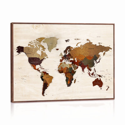 35728547D-MGV-CV-36X24 - Custom Push Pin World Map Wall Art Canvas Print – Personalized Travel Tracker with Pins Framed Large for Home and Office Decor