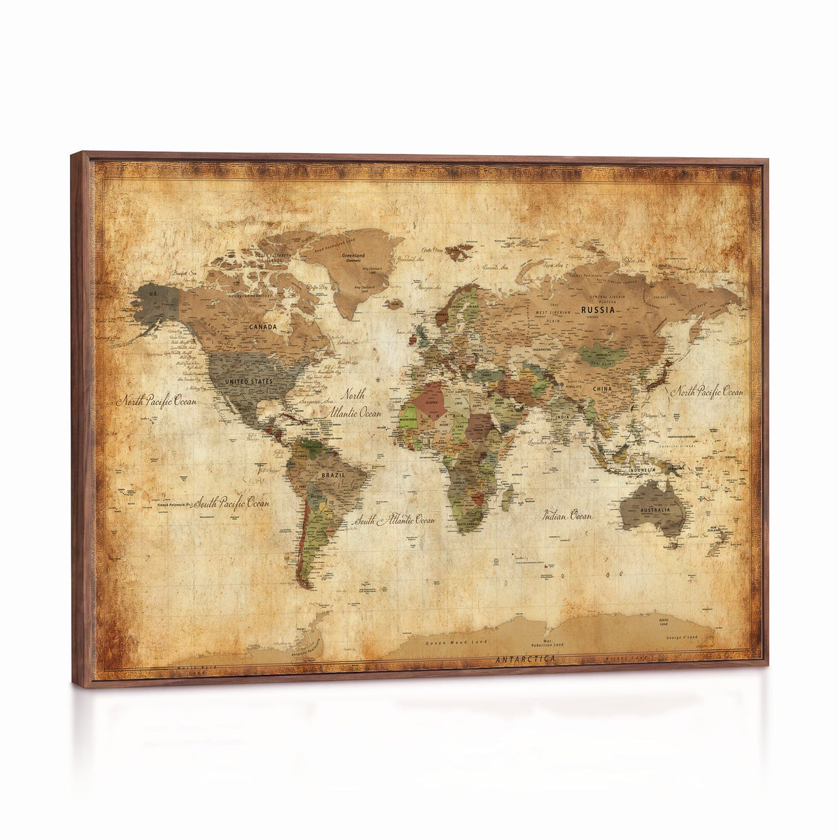 26621467D-MGV-CV-36X24 - Custom Push Pin World Map Wall Art Canvas Print – Personalized Travel Tracker with Pins Framed Large for Home and Office Decor