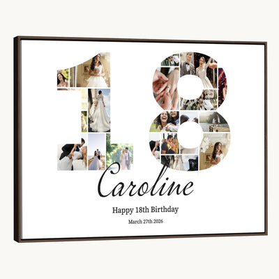CSTM914DD-MGV-CV-36X24 - Number Photo Mosaic Canvas Print – Personalized Birthday Number Made of Your Photos