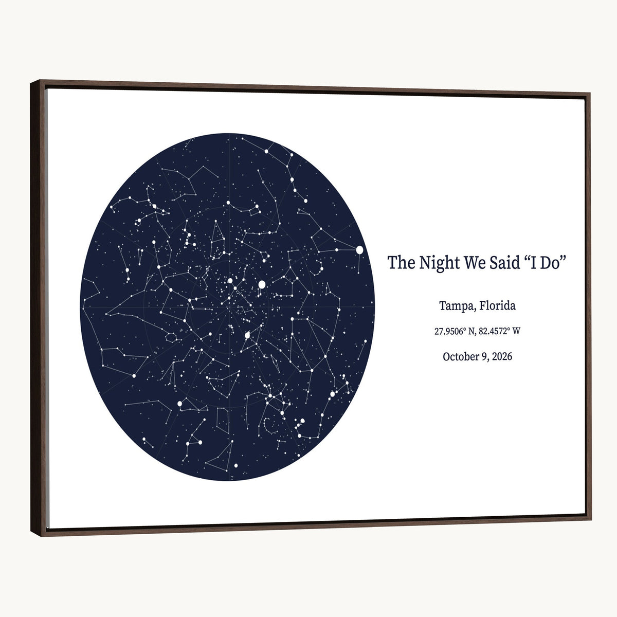 CSTM914STR-MGV-CV-36X24 - Custom Star Map Canvas Print – Personalized Night Sky Wall Art by Date and Location