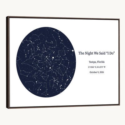 CSTM914STR-MGV-CV-36X24 - Custom Star Map Canvas Print – Personalized Night Sky Wall Art by Date and Location