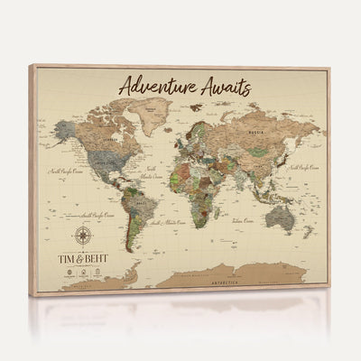 72027187-MGV-CV-36X24 - Custom Push Pin World Map Wall Art Canvas Print | Personalized Travel Tracker with Pins Map Print - NEWMAP-23