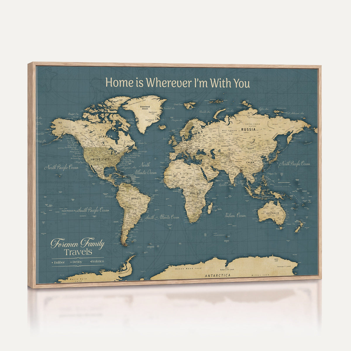 15936891-MGV-CV-36X24 - Custom Push Pin World Map Wall Art Canvas Print | Personalized Travel Tracker with Pins Framed Large for Home and Office Decor