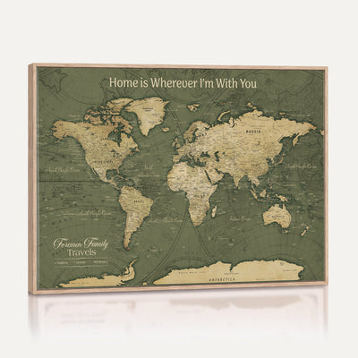 31715895-MGV-CV-36X24 - Custom Push Pin World Map Wall Art Canvas Print | Personalized Travel Tracker with Pins Framed Large for Home and Office Decor