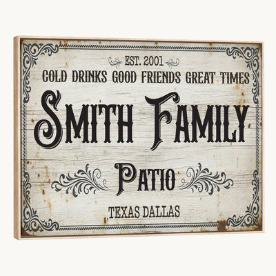82858529-MGV-CV-36X24 - Custom Family Patio Sign Wall Art Canvas Print, Personalized Rustic Backyard Decor