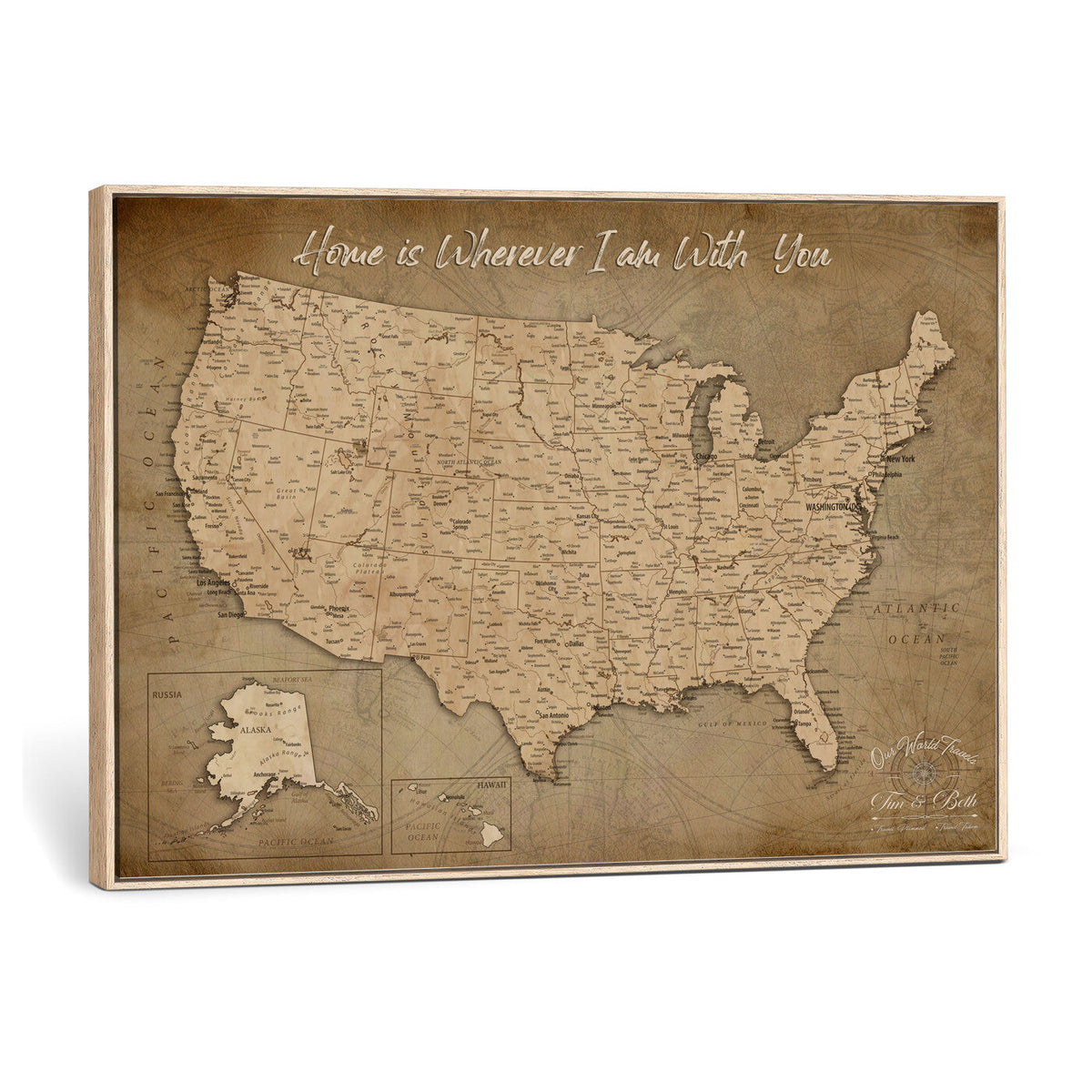 21454917-MGV-CV-36X24 - Personalized USA Push Pin Travel Map, Custom United States Map, Push Pin Map, USA Bucket List Map, Anniversary Gift | Couple Travel Map Wall Art