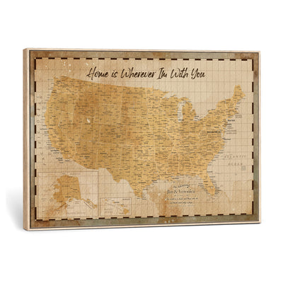 62164711-MGV-CV-36X24 - Personalized USA Push Pin Travel Map, Custom United States Map, Push Pin Map, USA Bucket List Map, Anniversary Gift - Couple Travel Map Wall Art