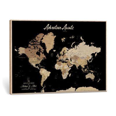 88415067-MGV-CV-36X24 - Custom Push Pin World Map Canvas Print | Personalized Travel Map Wall Art