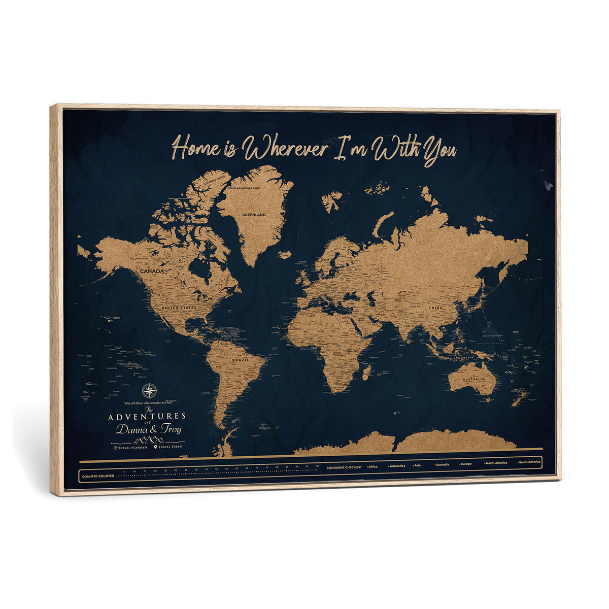 45598170-MGV-CV-36X24 - Custom Push Pin World Map Canvas Print | Personalized Travel Map Wall Art