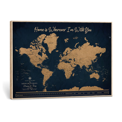 45598170-MGV-CV-36X24 - Custom Push Pin World Map Canvas Print | Personalized Travel Map Wall Art