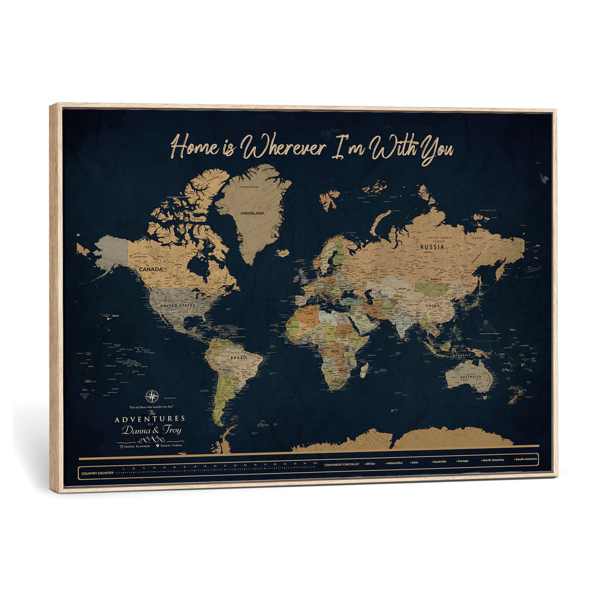 14276407-MGV-CV-36X24 - Custom Push Pin World Map Canvas Print | Personalized Travel Map Wall Art