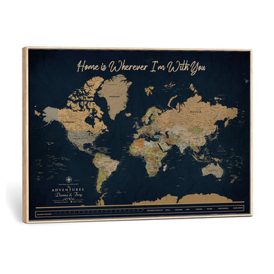 14276407-MGV-CV-36X24 - Custom Push Pin World Map Canvas Print | Personalized Travel Map Wall Art