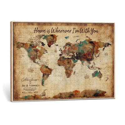 48389322-MGV-CV-36X24 - Custom Push Pin World Map Canvas Print | Personalized Travel Map Wall Art