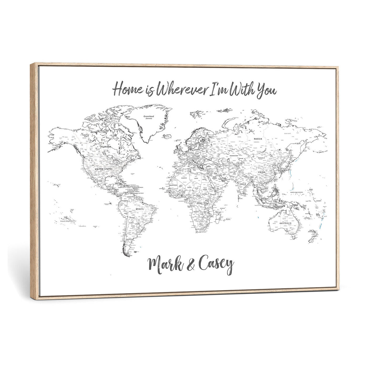 84721465-MGV-CV-36X24 - Custom Push Pin World Map Canvas Print | Personalized Travel Map Wall Art