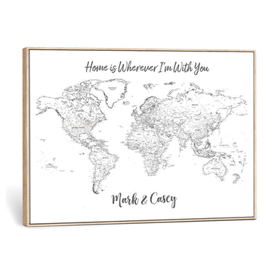 84721465-MGV-CV-36X24 - Custom Push Pin World Map Canvas Print | Personalized Travel Map Wall Art