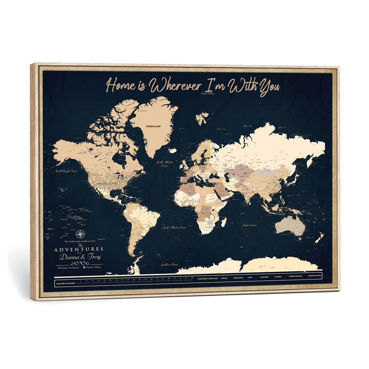 29990805-MGV-CV-36X24 - Custom Push Pin World Map Canvas Print | Personalized Travel Map Wall Art