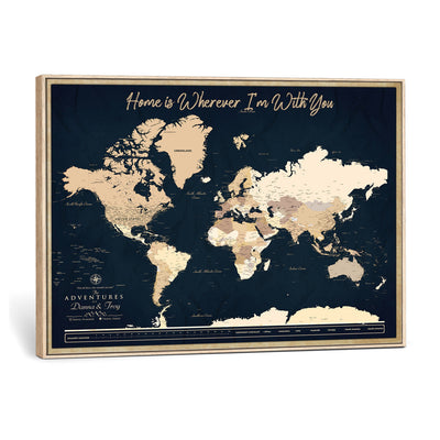 29990805-MGV-CV-36X24 - Custom Push Pin World Map Canvas Print | Personalized Travel Map Wall Art