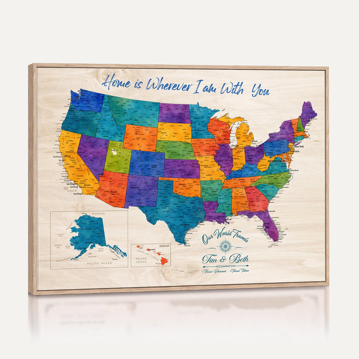 588510355-MGV-CV-36X24 - Personalized USA Push Pin Travel Map | Custom United States Map Wall Art