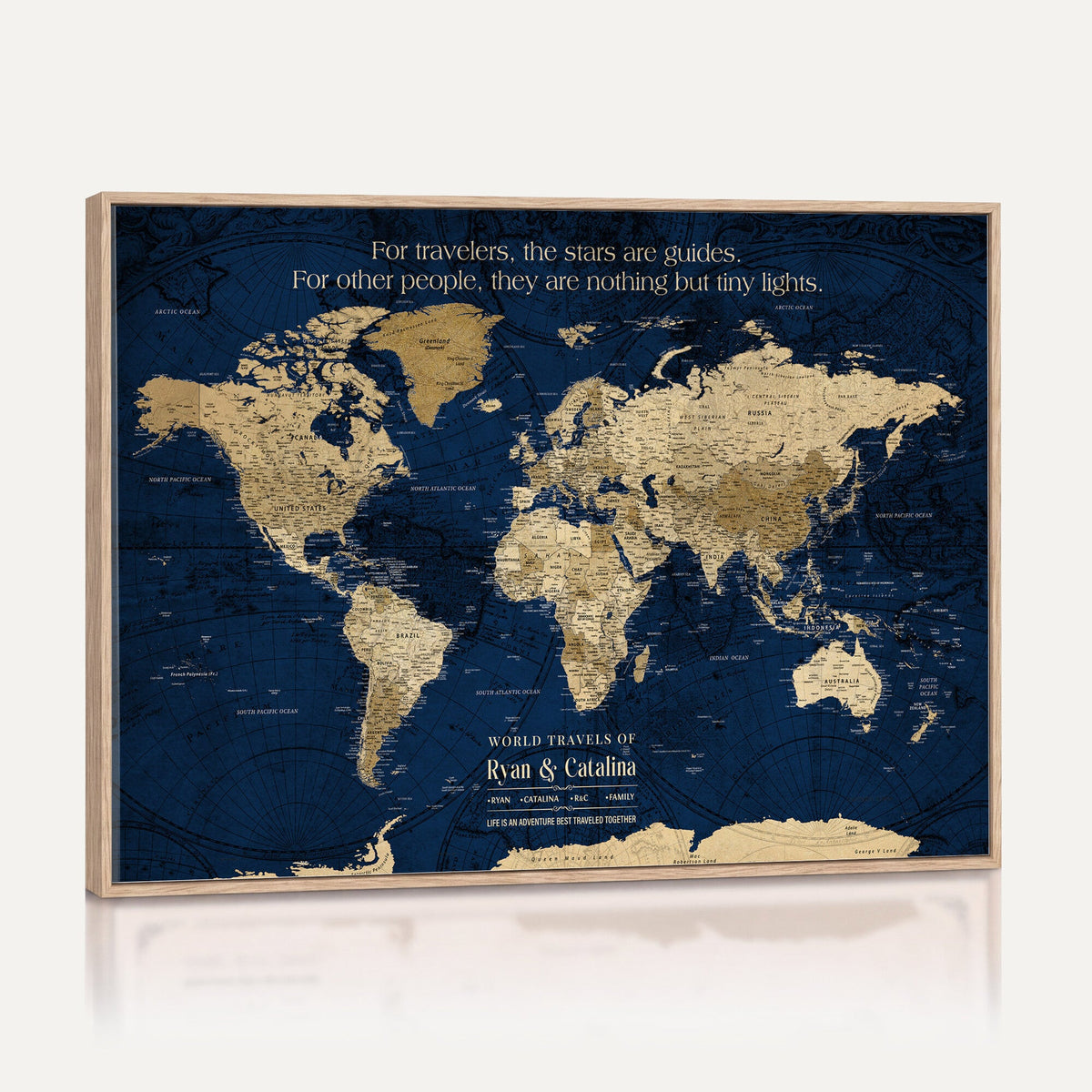 71667510D-MGV-CV-36X24 - Custom Push Pin World Map Wall Art Canvas Print | Personalized Travel Tracker with Pins Framed Large for Home and Office Decor